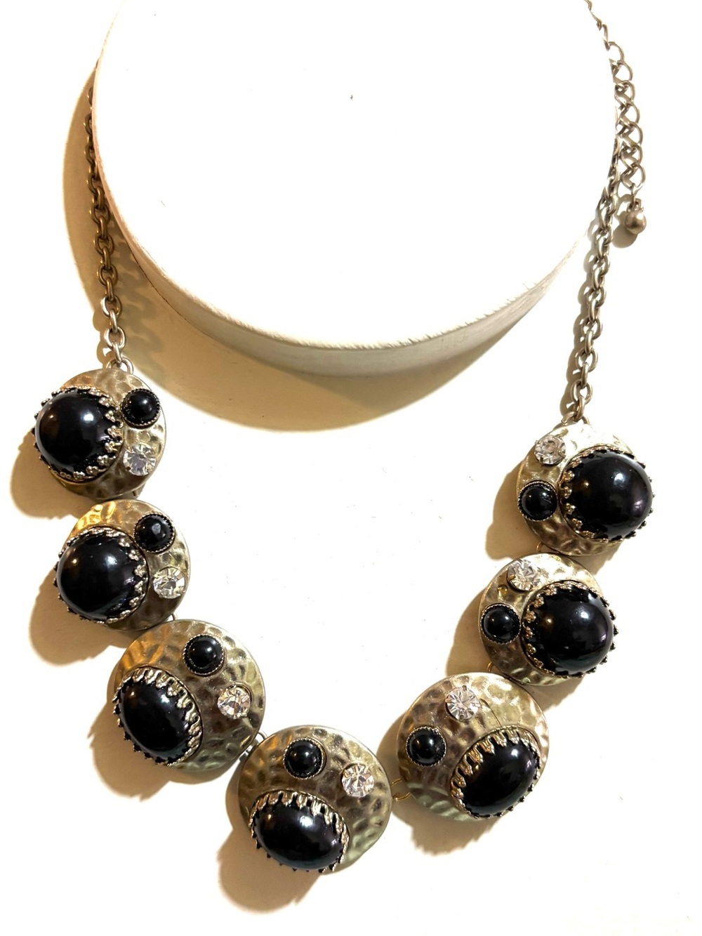 Classic Black Cabochon Statement Necklace -